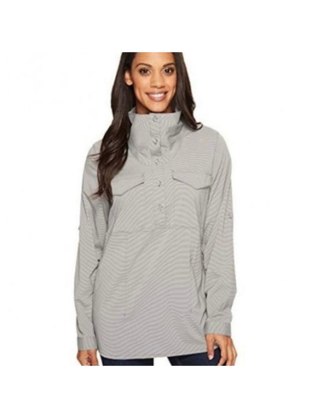 Mountain Hardwear High Neck Long Sleeve Top Performance Half Button Down Size M